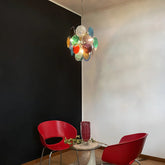 Vintage Murano Multicolored Glass Disks Chandelier 17.7"